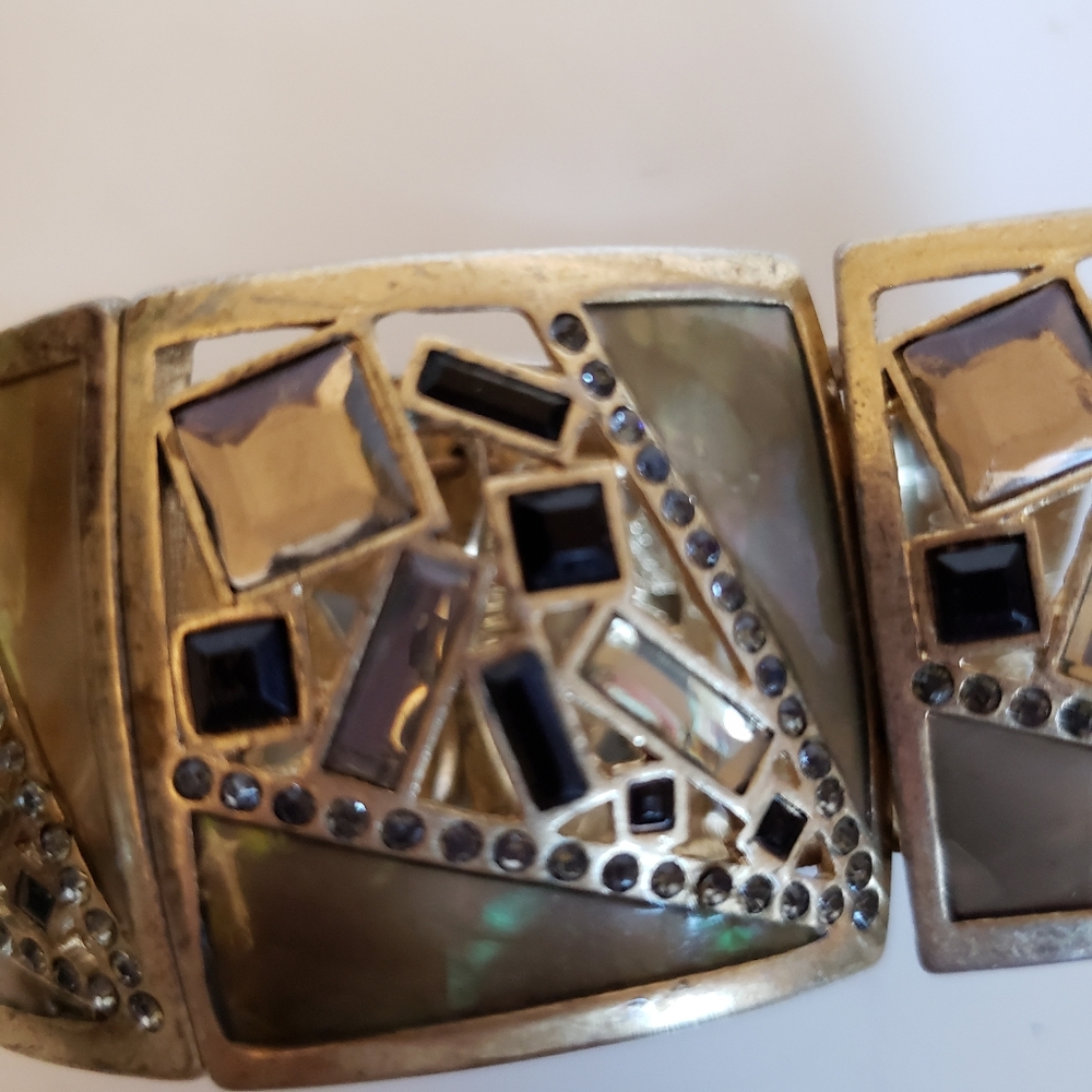 Lia Sophia Chunk Stretch Gold and Stone 3/4" High - Picture 5 of 7